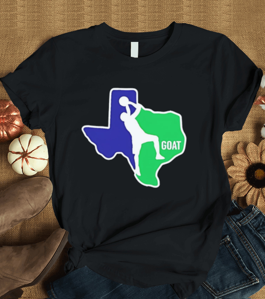 Texas Basketball Goat Silhouette Blue Green State T-Shirt