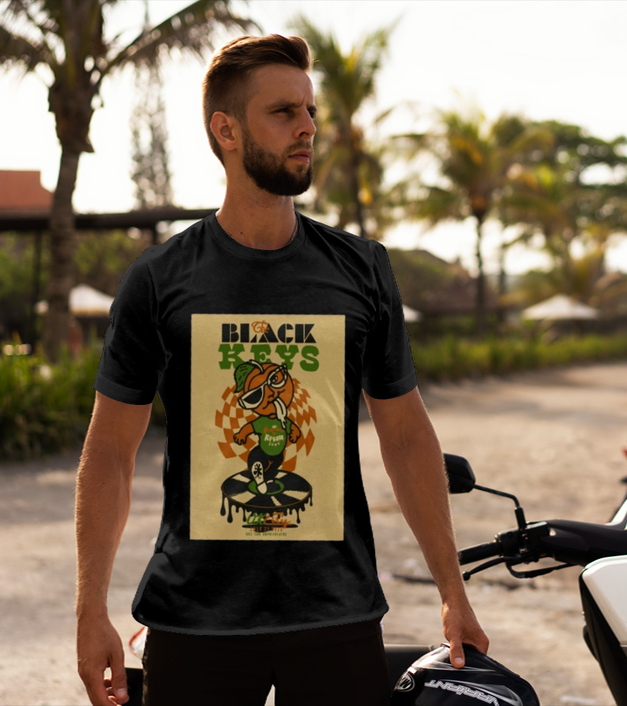 The Black Keys Oklahoma City OK July 21 2026 Checkered Record Orange Character Event T-Shirt