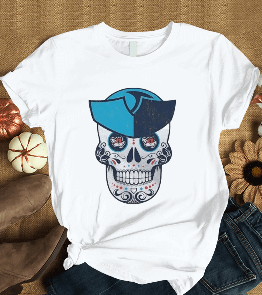 Day Of The Dead Skull Patriot Fox Sports Foxes Football T-Shirt