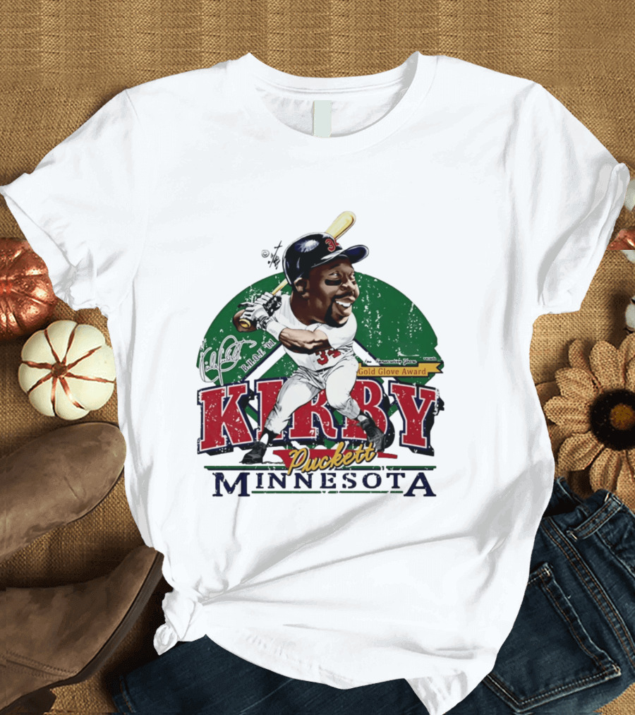Kirby Puckett Minnesota Gold Glove Award Bruce Stark Collection T-Shirt