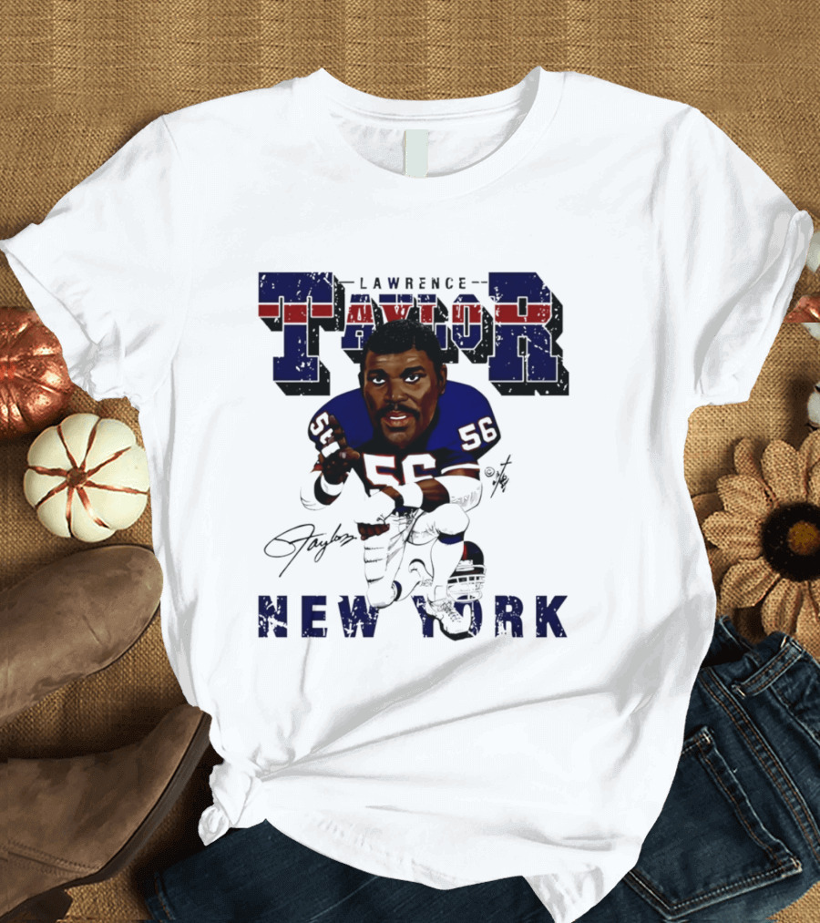 Lawrence Taylor New York Giants Kneeling Bruce Stark Collection T-Shirt