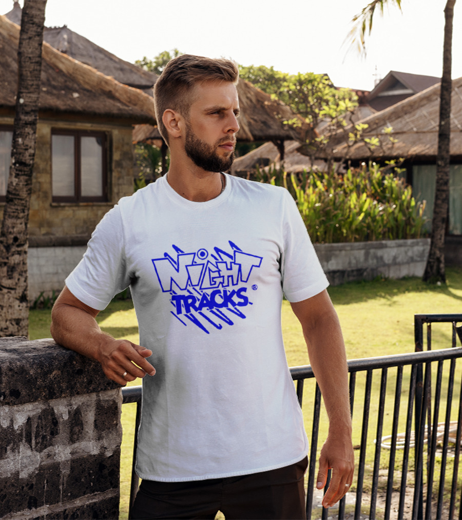 Night Tracks Retro Bold Blue T-Shirt