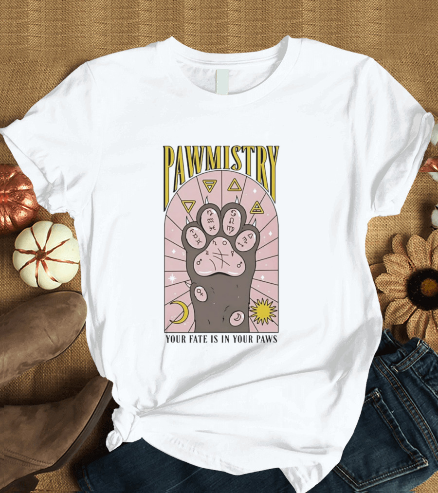Pawmistry Astrology Cat Paw Your Fate Is In Your Paws Zodiac T-Shirt