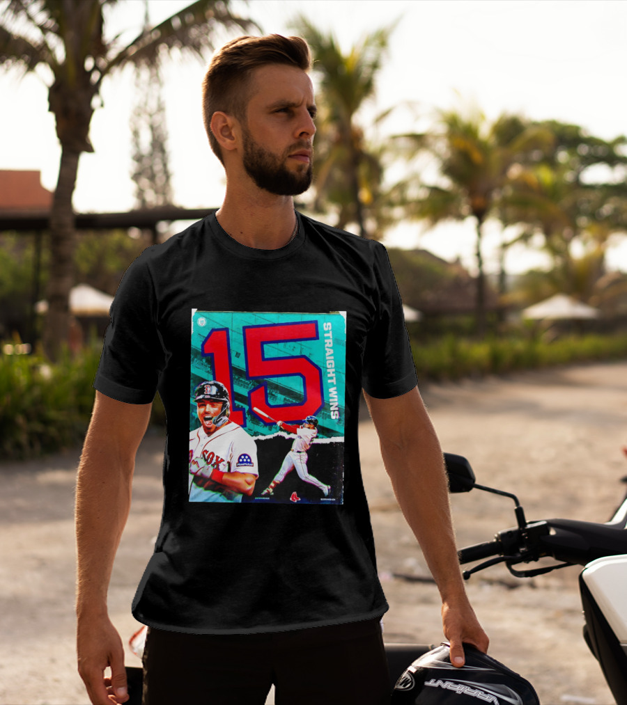 Boston Red Sox 15 Straight Wins Moose Mutual Collaboration T-Shirt