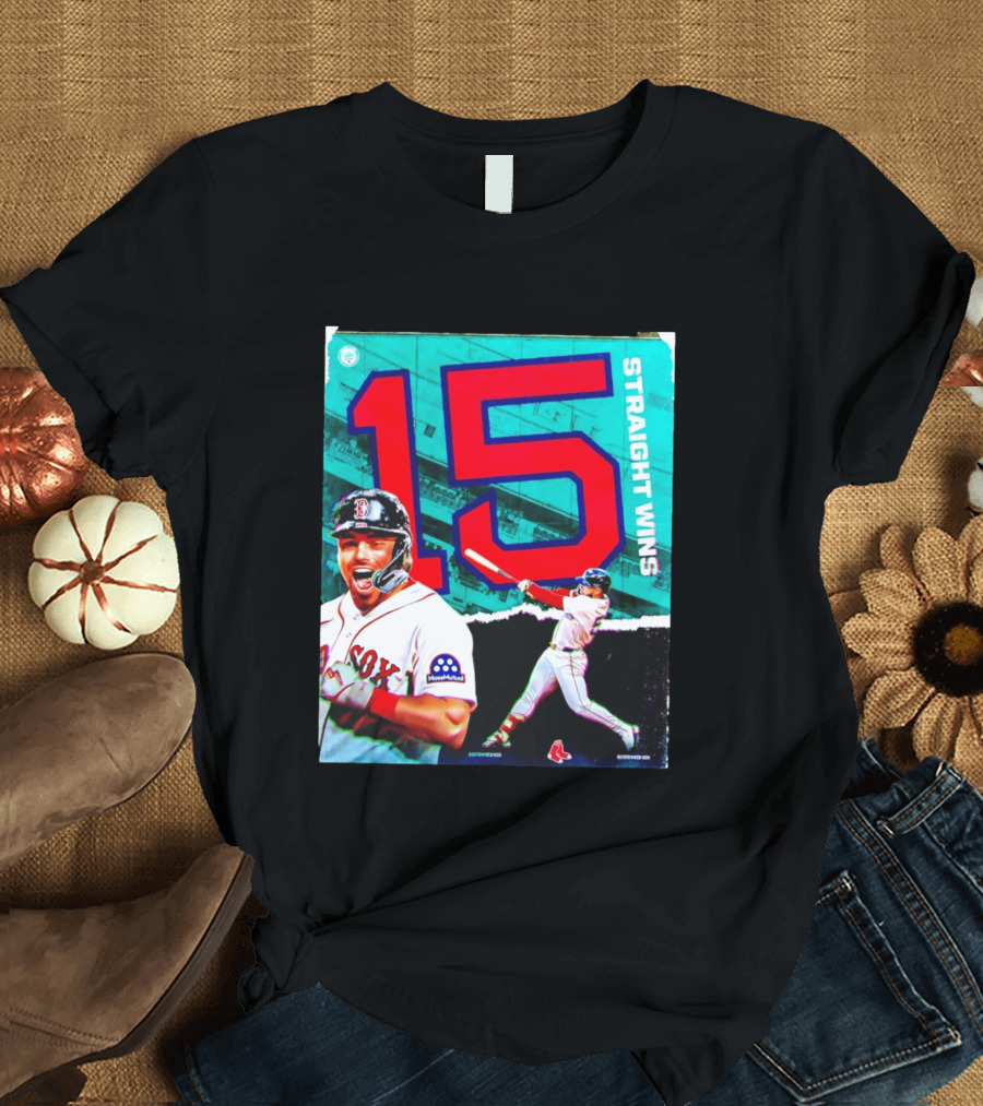 Boston Red Sox 15 Straight Wins Moose Mutual Collaboration T-Shirt