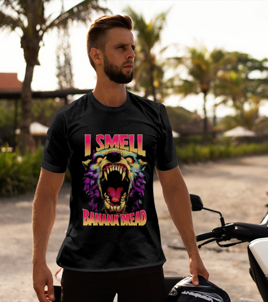 Hungry Werewolf I Smell Banana Bread Colorful Roaring Beast T-Shirt