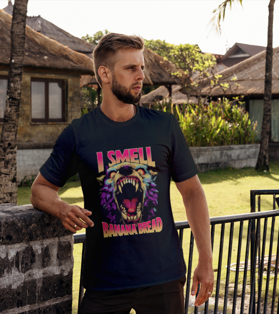 Hungry Werewolf I Smell Banana Bread Colorful Roaring Beast T-Shirt