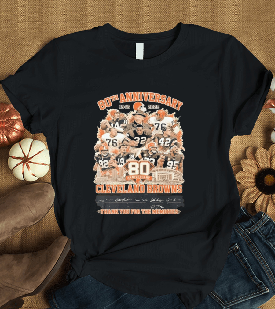 Cleveland Browns 80th Anniversary 1946 2026 Thank You For The Memories T-Shirt