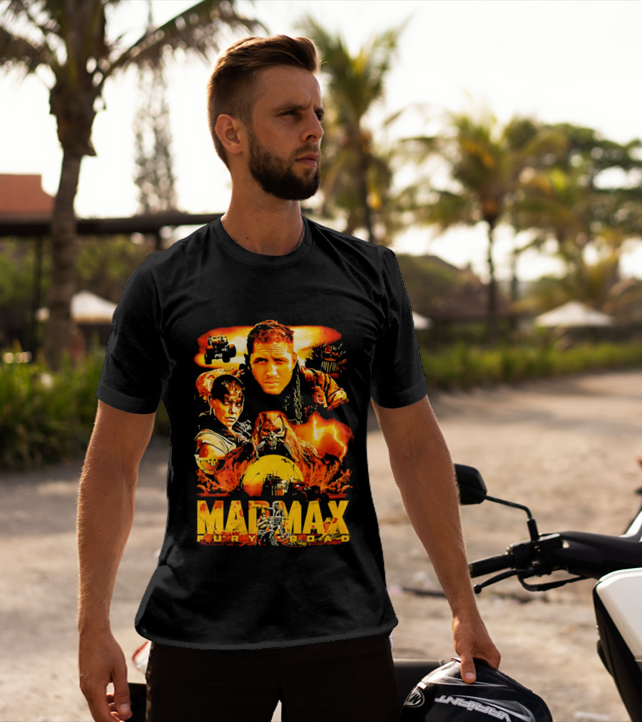 Mad Max Fury Road Characters Illustrated In Bold Orange Tones T-Shirt