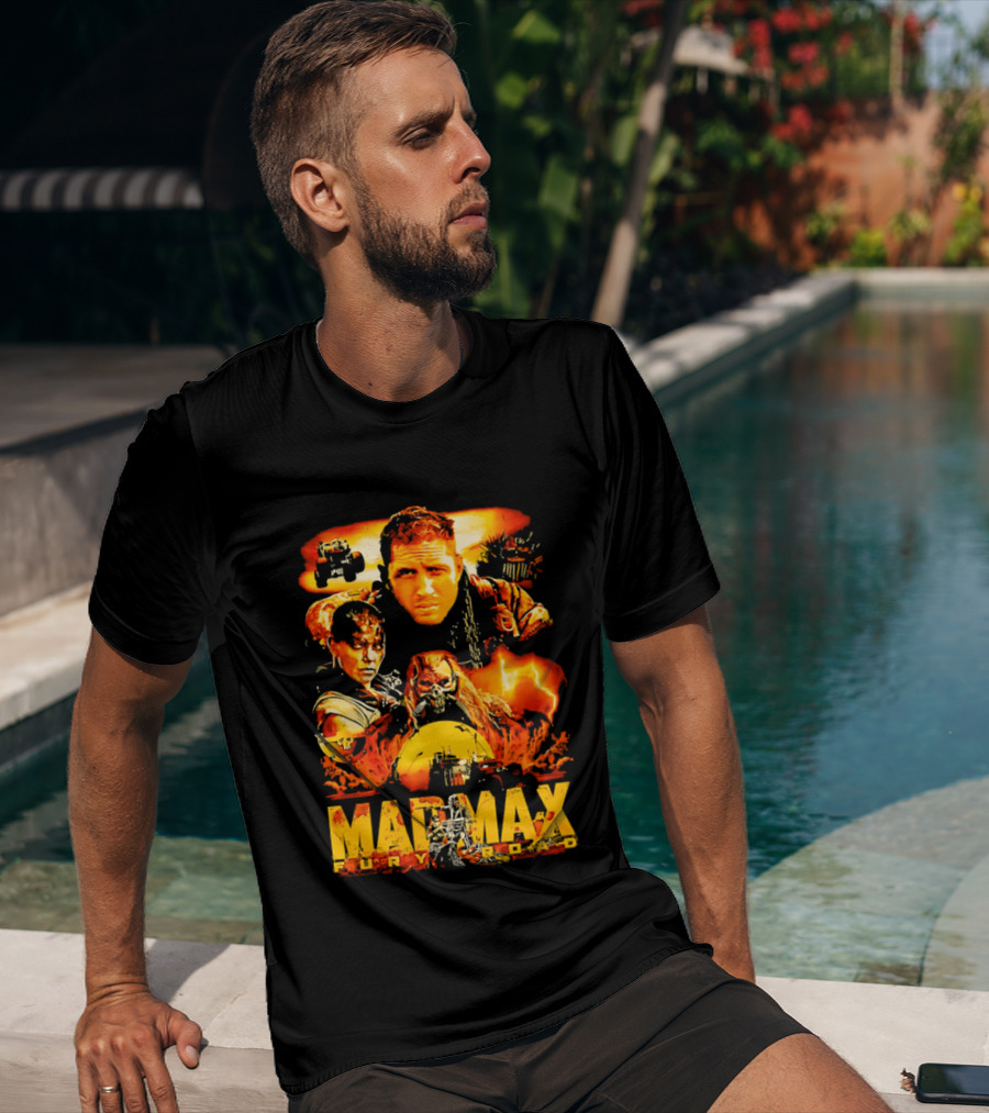 Mad Max Fury Road Characters Illustrated In Bold Orange Tones T-Shirt