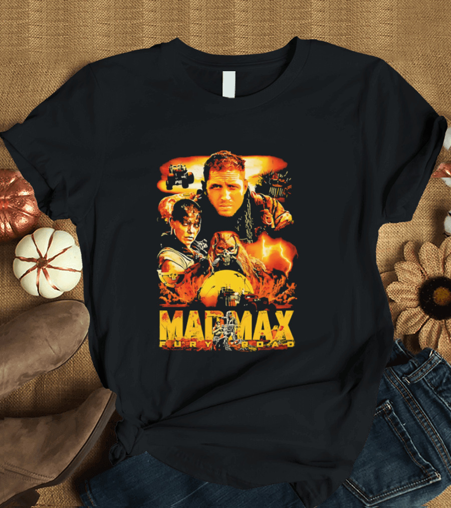 Mad Max Fury Road Characters Illustrated In Bold Orange Tones T-Shirt