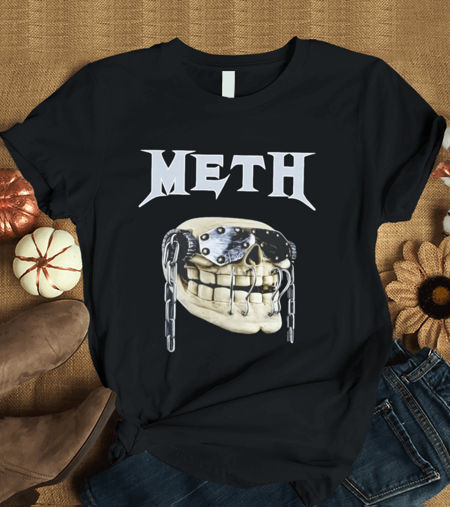 Meth Skull Metal Goggles Chains T-Shirt