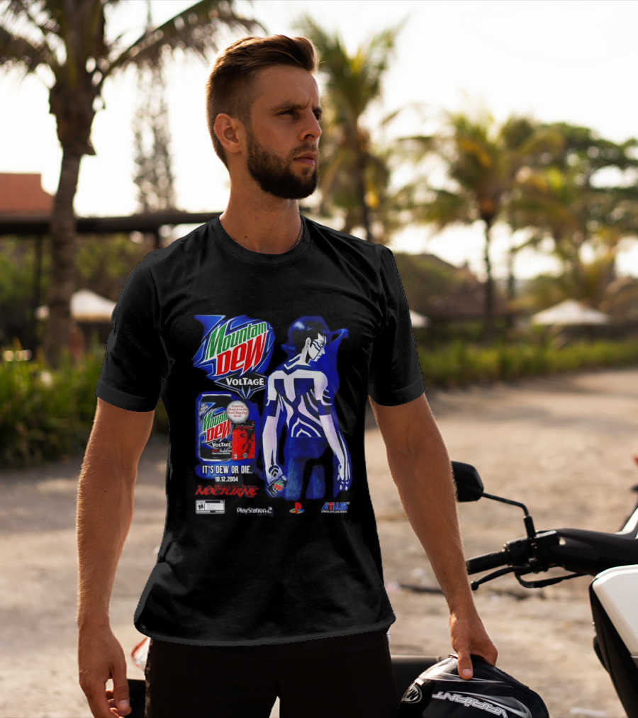 Mountain Dew Voltage Nocturne Devil May Cry Featuring Dante It's Dew Or Die 10.12.2004 PlayStation 2 Atlus T-Shirt