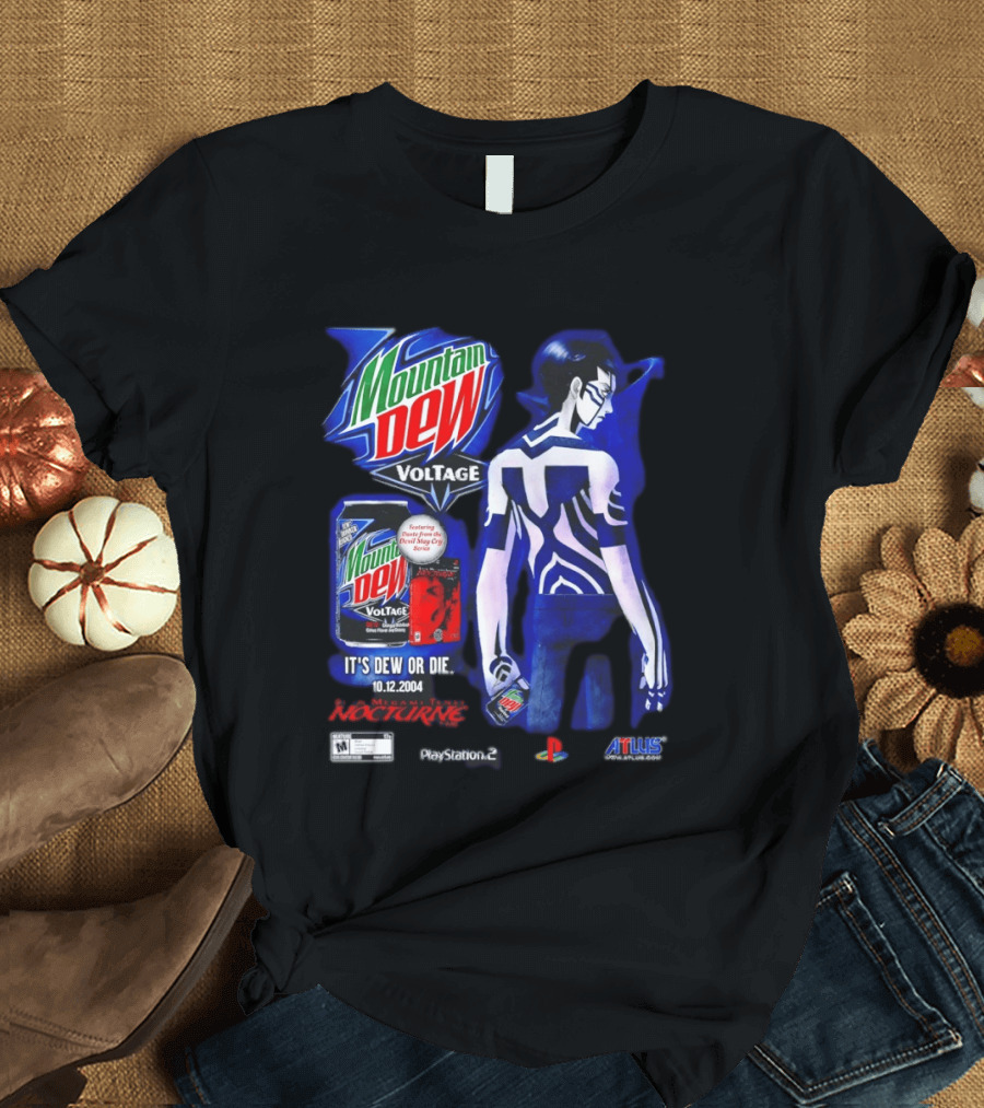 Mountain Dew Voltage Nocturne Devil May Cry Featuring Dante It's Dew Or Die 10.12.2004 PlayStation 2 Atlus T-Shirt