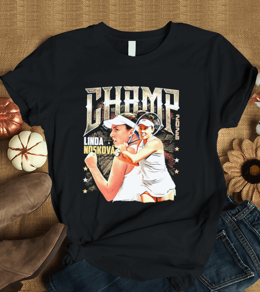 Linda Noskova Wimbledon 2026 Champ Bold Tennis Celebration T-Shirt