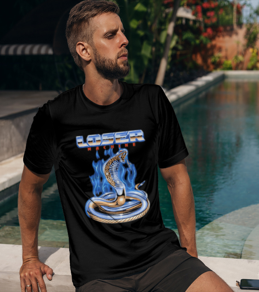 Loser Machine Cobra Flaming Blue Serpent Roaring Snake T-Shirt