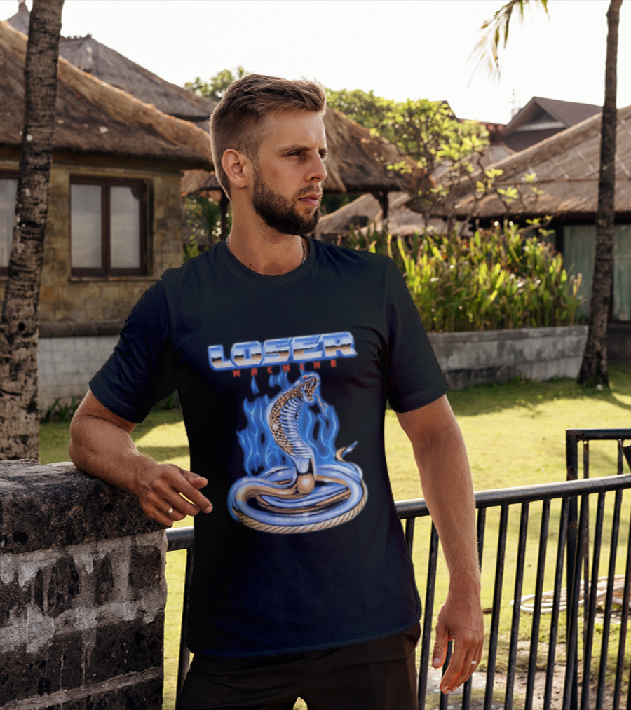 Loser Machine Cobra Flaming Blue Serpent Roaring Snake T-Shirt
