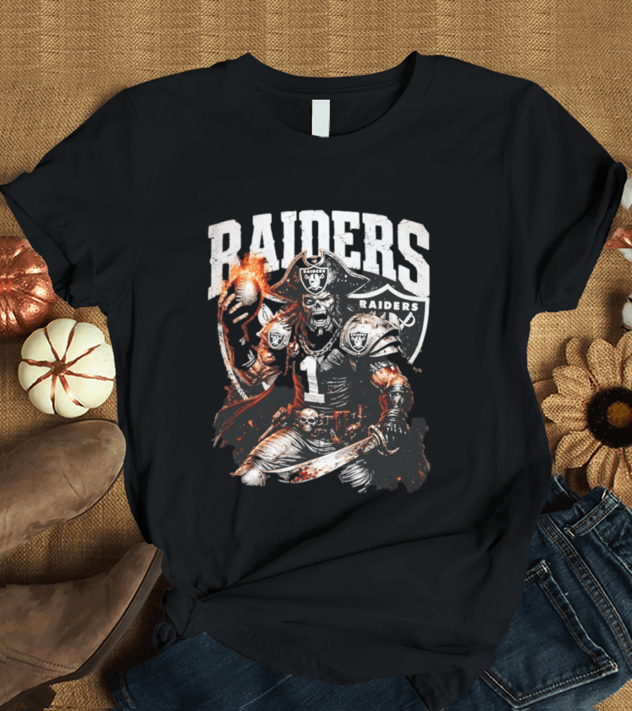 Las Vegas Raiders Skeleton Pirate Football 2026 T-Shirt