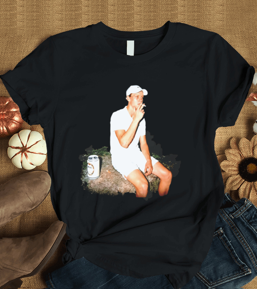 Wimbledon 2026 Men's Singles Italy Jannik Sinner Smoking With Beer T-Shirt