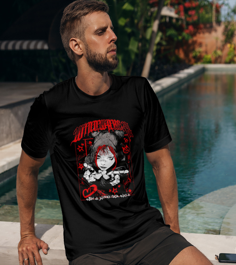 Windwaker Wish A Mfer Would Red And Black Graphic With Stars And Peace T-Shirt