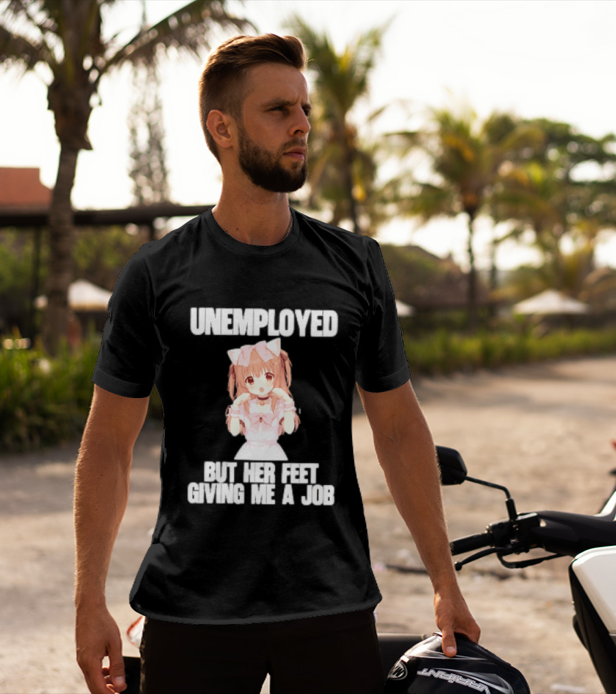 Unemployed But Her Feet Giving Me A Job Anime Kawaii Girl Pink Aesthetic T-Shirt