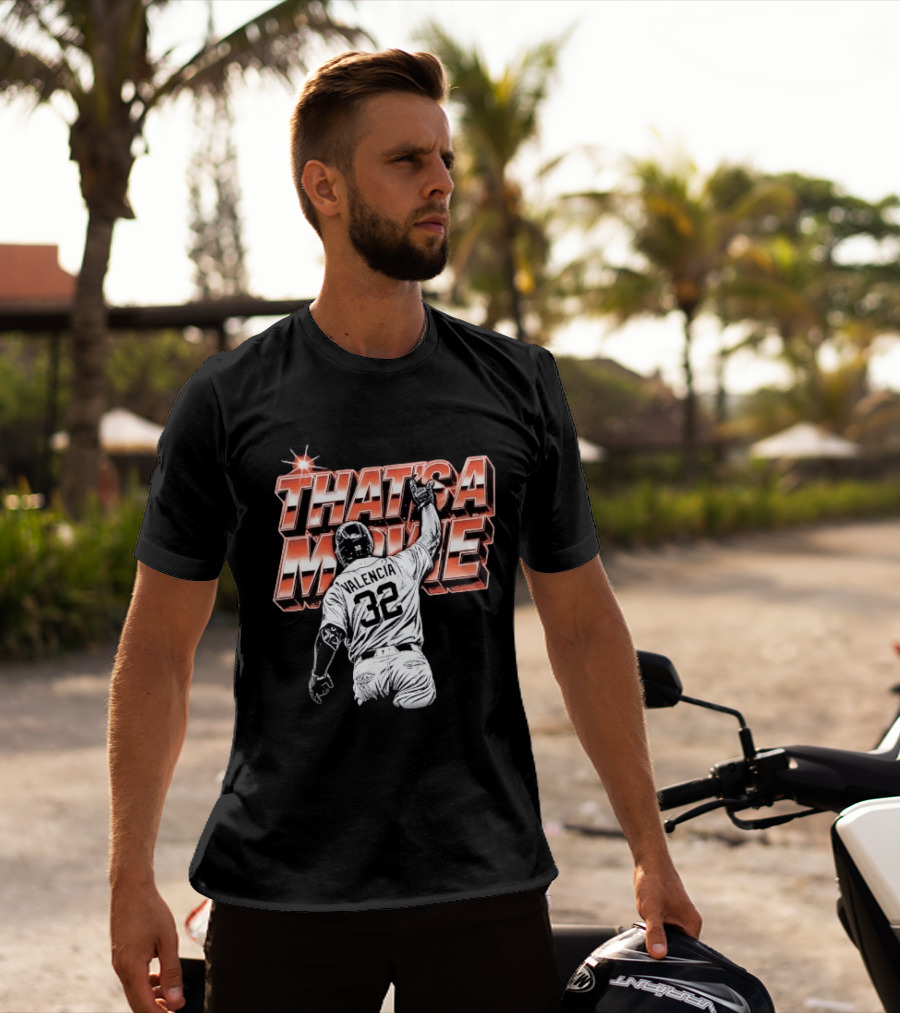 Valencia That's A Movie Baseball Iconic Pose 32 Pointing Skyward T-Shirt