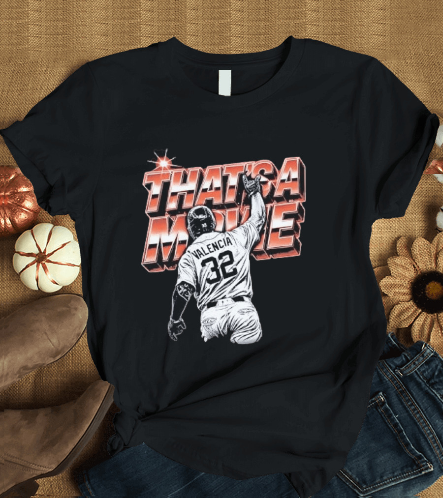 Valencia That's A Movie Baseball Iconic Pose 32 Pointing Skyward T-Shirt