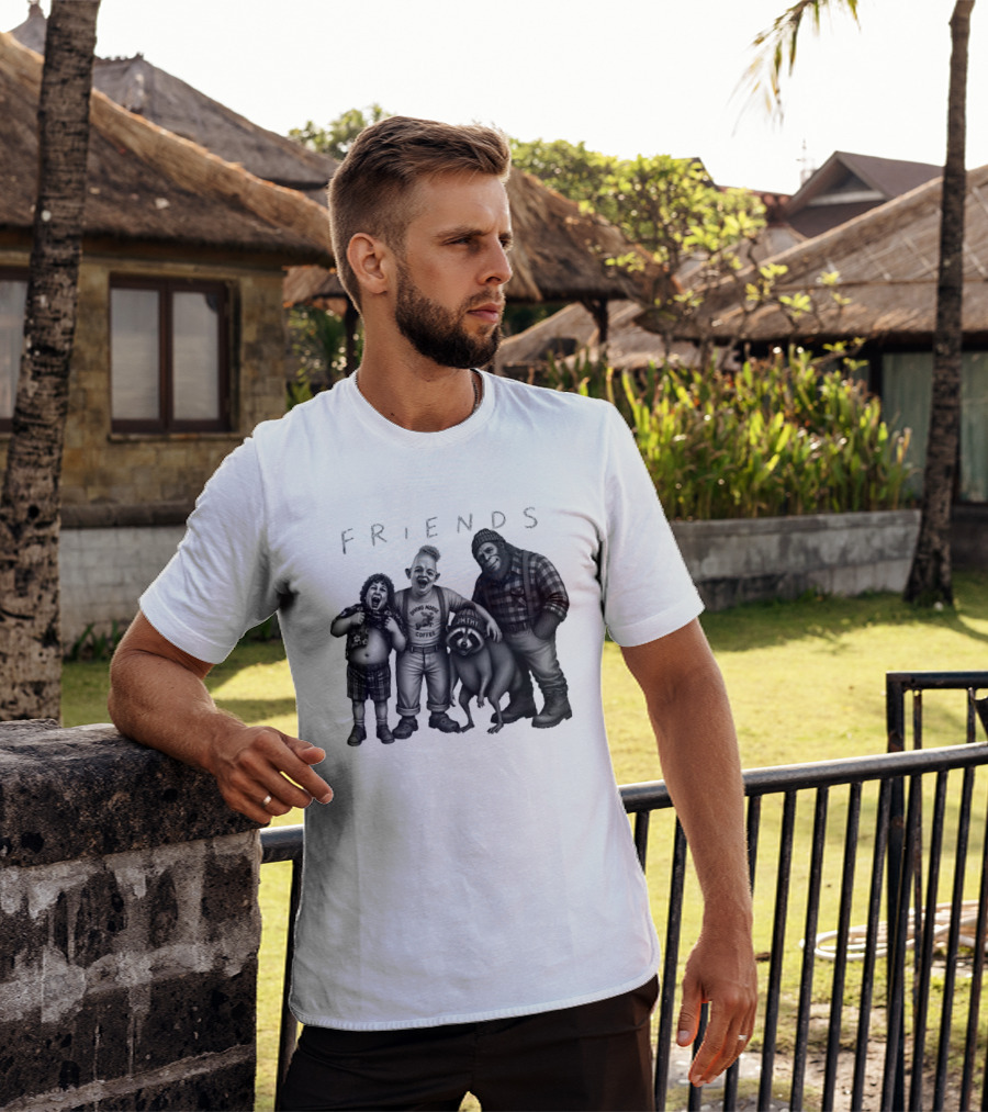 Friends Owning Moose Coffee Jmthy Big Foot Raccoon T-Shirt