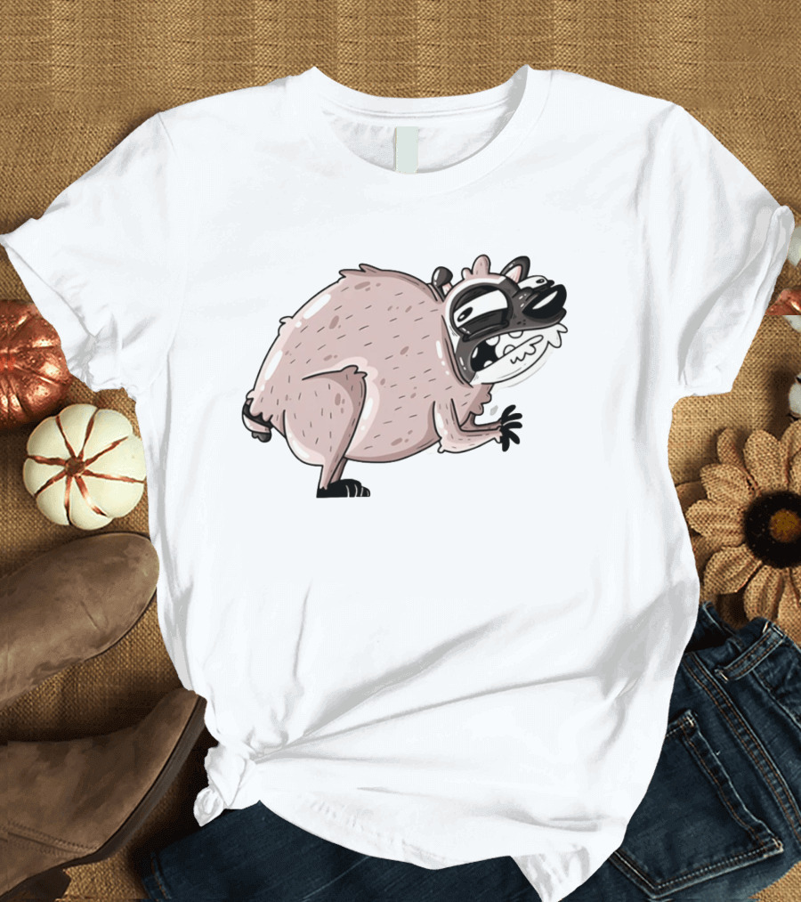 Jimothy Cartoon Raccoon Sticker T-Shirt