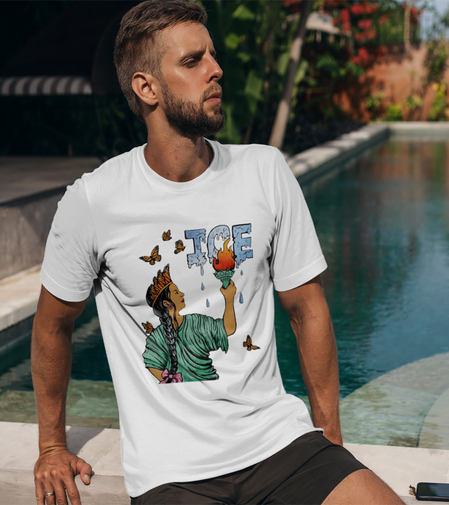 Liberty ICE Melt Activism With Monarch Butterflies And Torch Symbolism T-Shirt