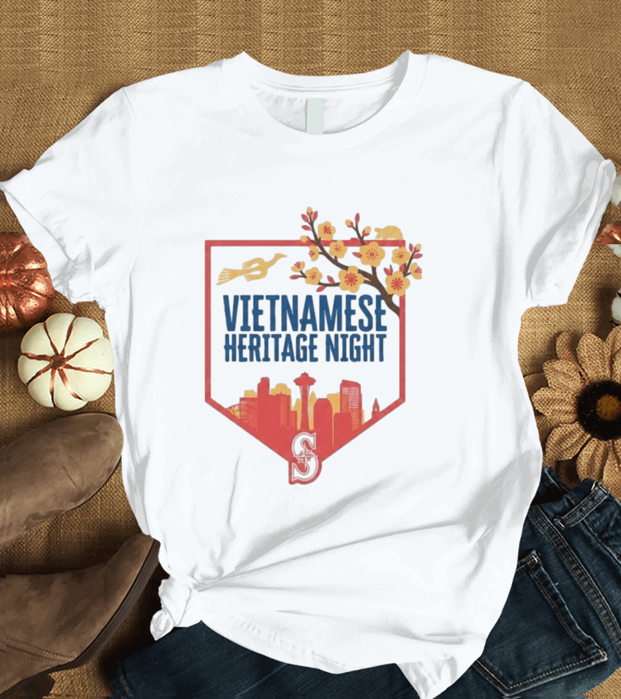 Seattle Mariners Vietnamese Heritage Night Blossom Skyline Celebration T-Shirt