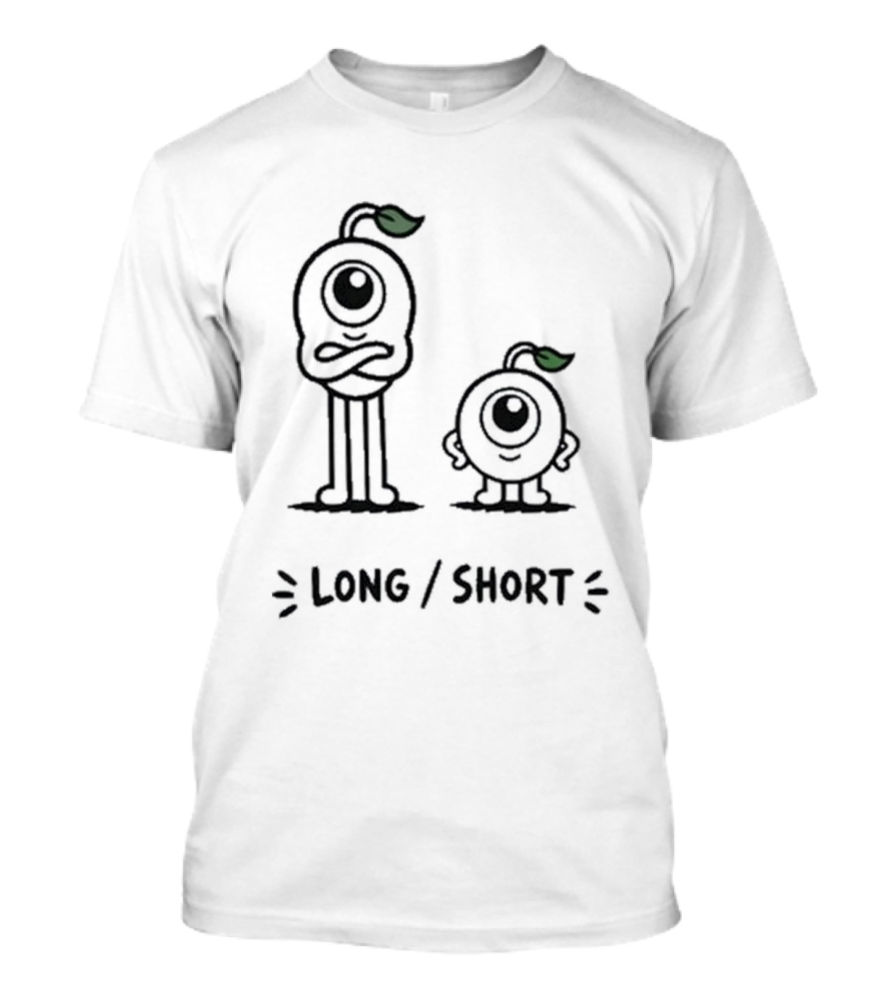 Standx Long Short Cute Monsters One Eyed Characters With Leaf Antennas T-Shirt