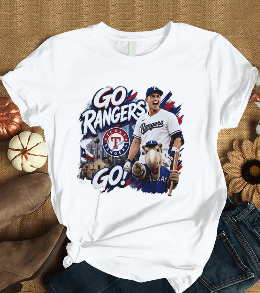 Go Rangers Texas Rangers Baseball Team Spirit Celebration T-Shirt
