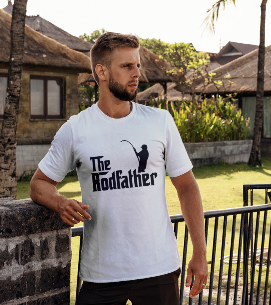 The Rodfather Fishing Parody Text And Image T-Shirt