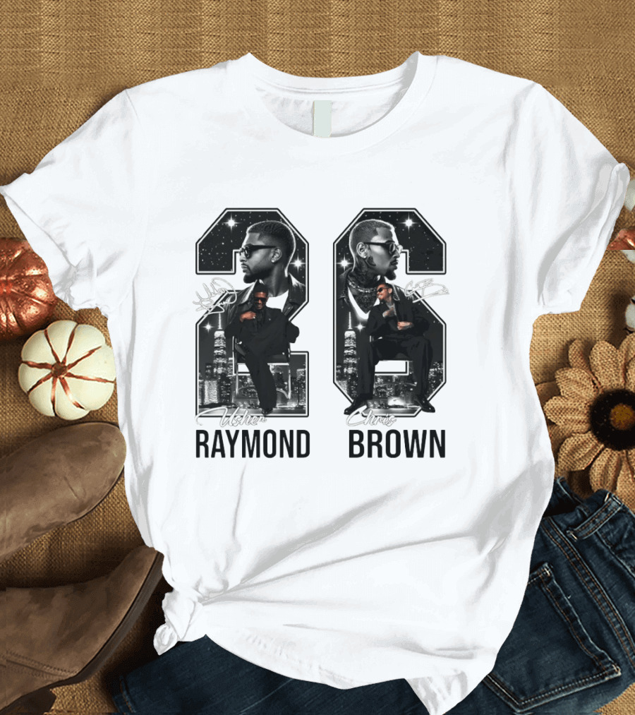 Usher Raymond Chris Brown 26 R And B Tour Usher Chris Brown Signatures T-Shirt