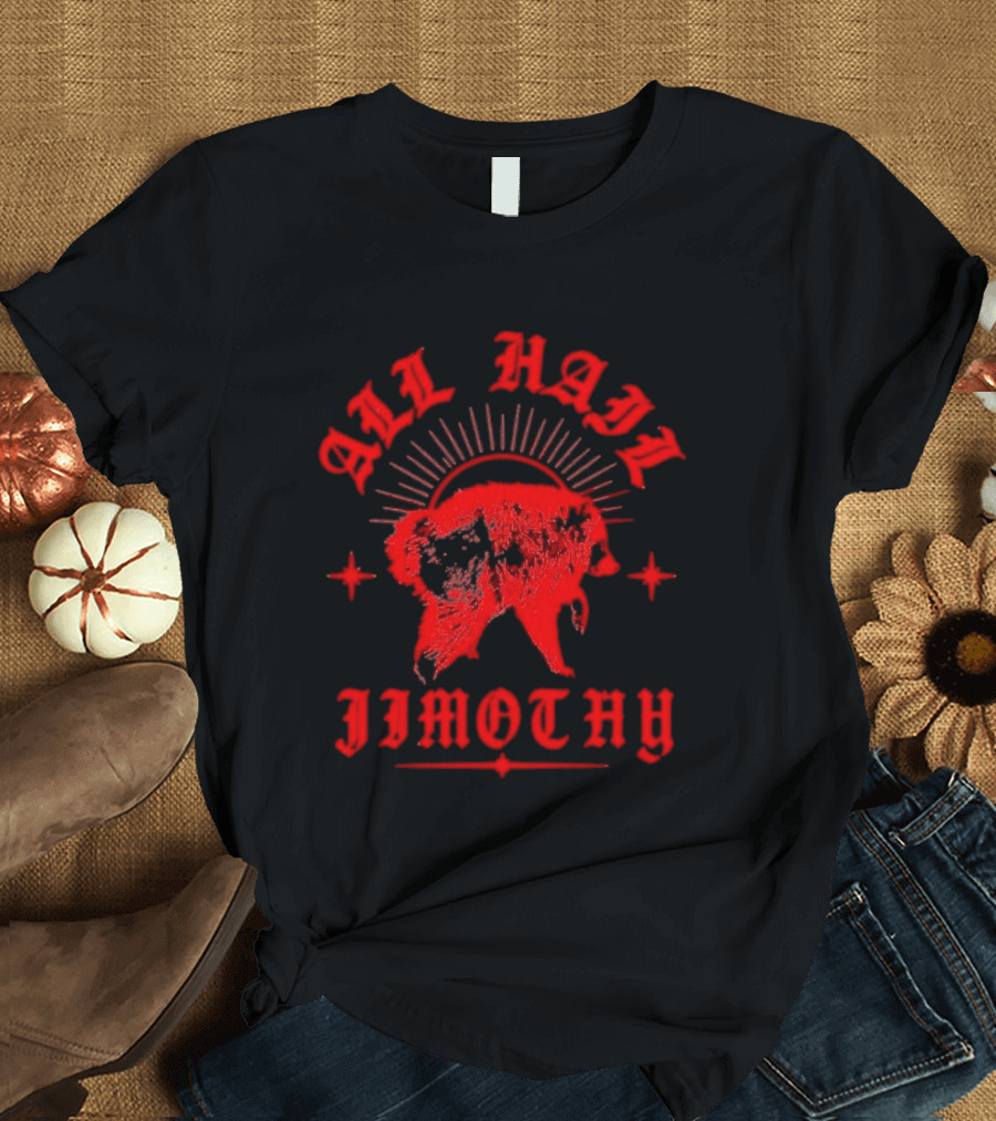 All Hail Jimothy Raccoon Red Starburst Buffalo T-Shirt