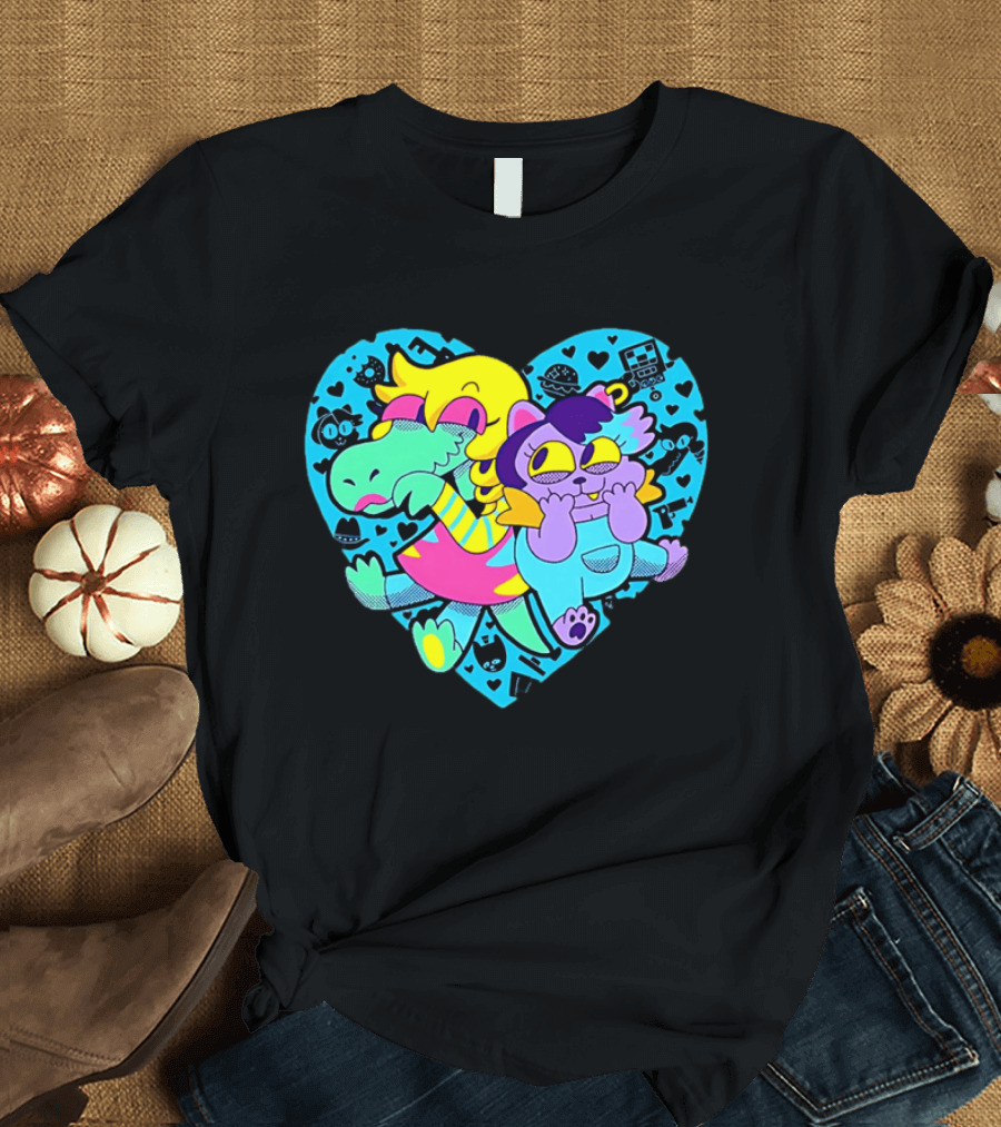 Alphys Mew Mew Heart Art Colorful Character Pair T-Shirt