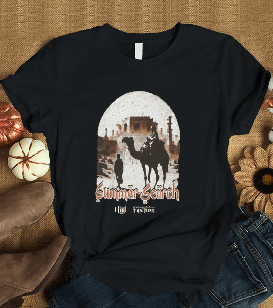 Summer Scorch High Fashion Camel Caravan Desert Scene T-Shirt