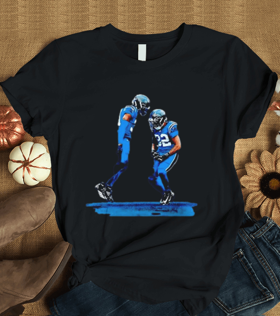 Carolina Panthers Blue Uniforms Players Celebrating Football Team Victory T-Shirt