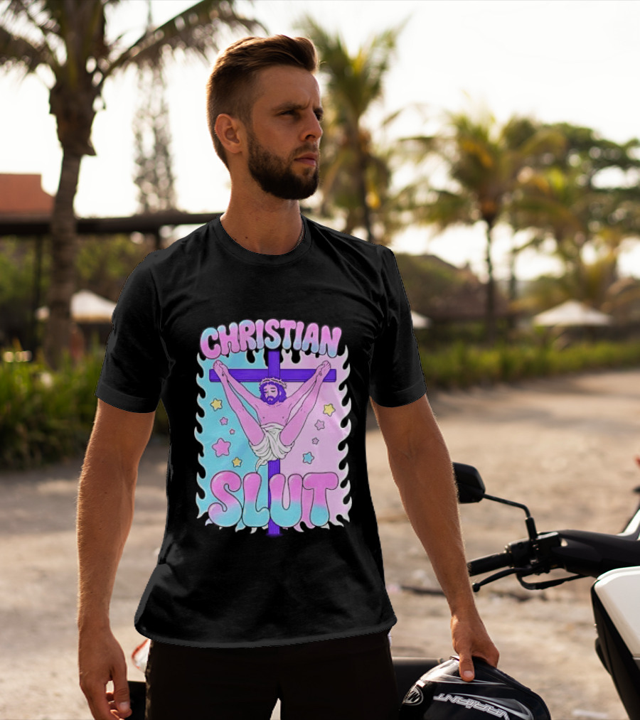 Christian Slut Teen Hearts Jesus Splits Meme T-Shirt