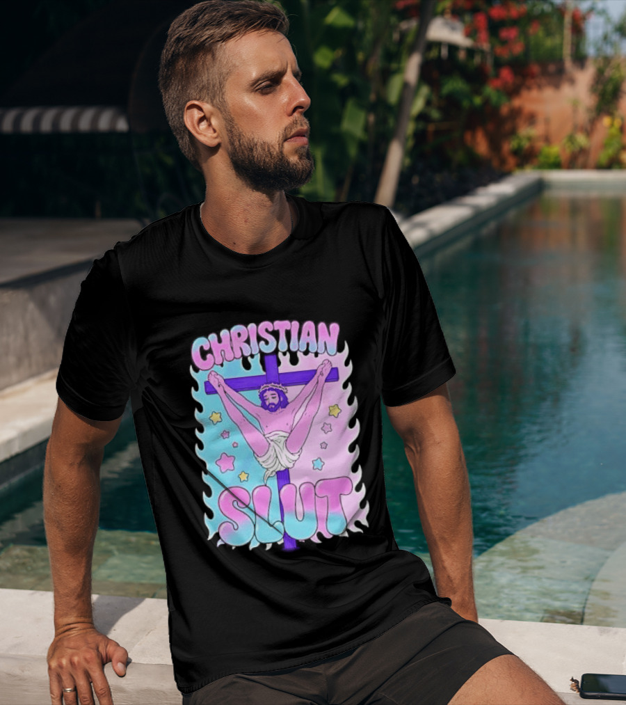 Christian Slut Teen Hearts Jesus Splits Meme T-Shirt