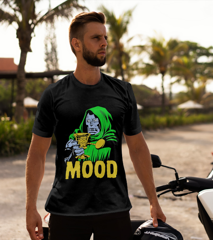 Doom Mood Green Cloaked Character Holding Goblet T-Shirt