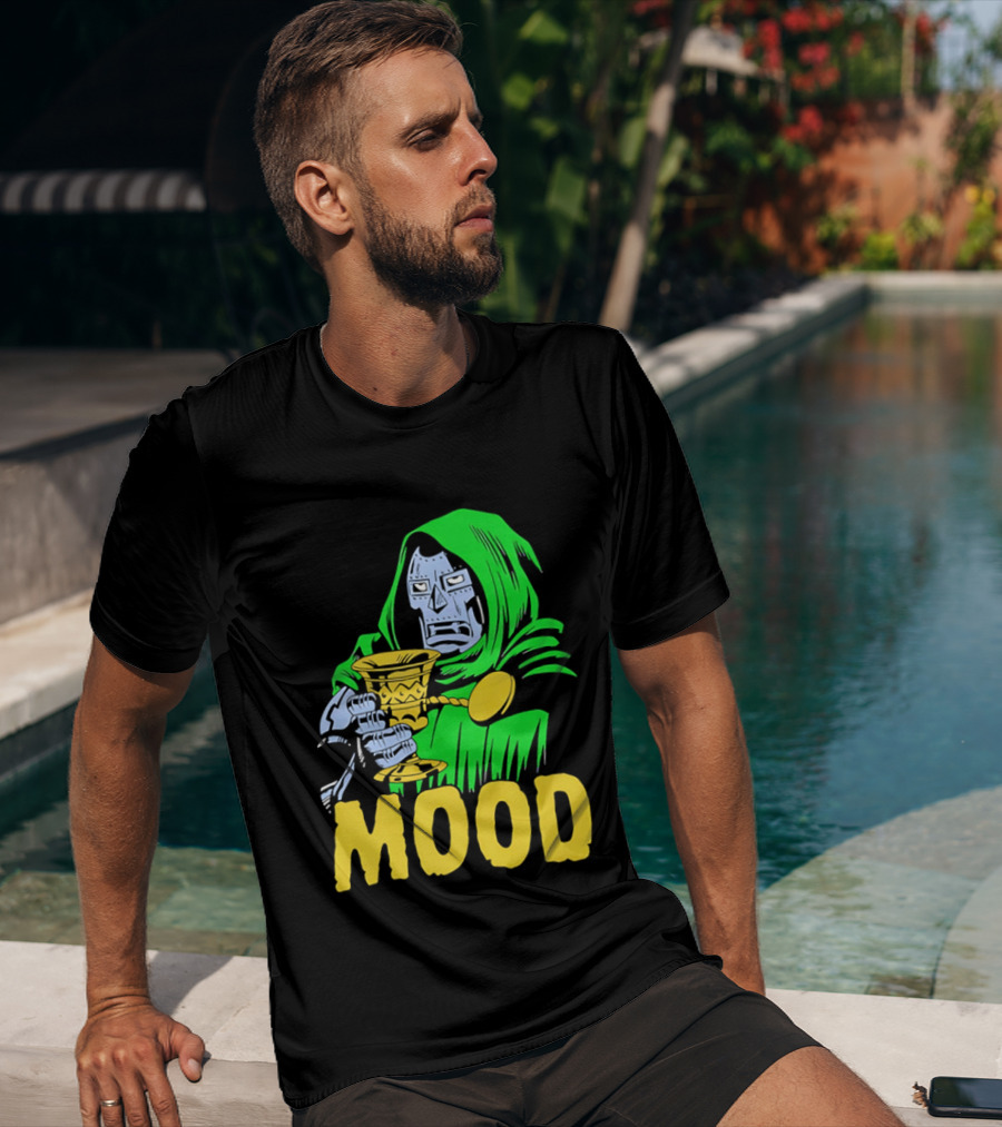 Doom Mood Green Cloaked Character Holding Goblet T-Shirt