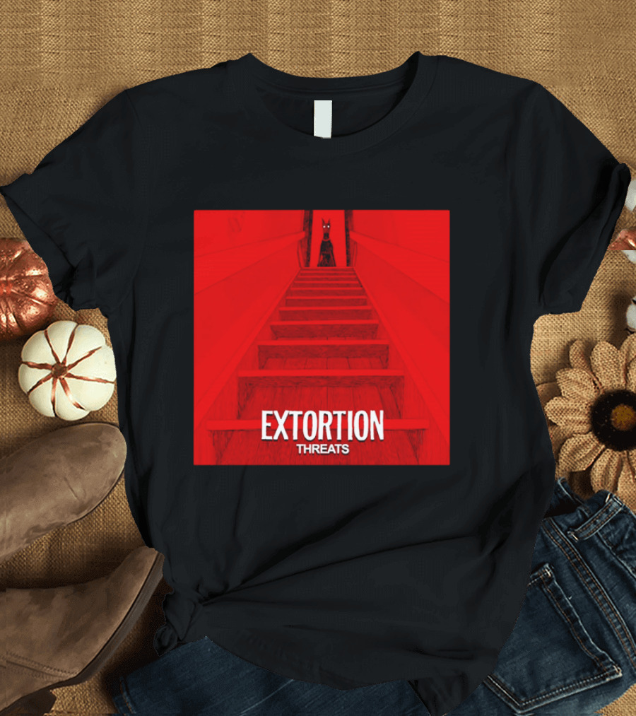 Extortion Threats Dark Stairs Red Scene T-Shirt
