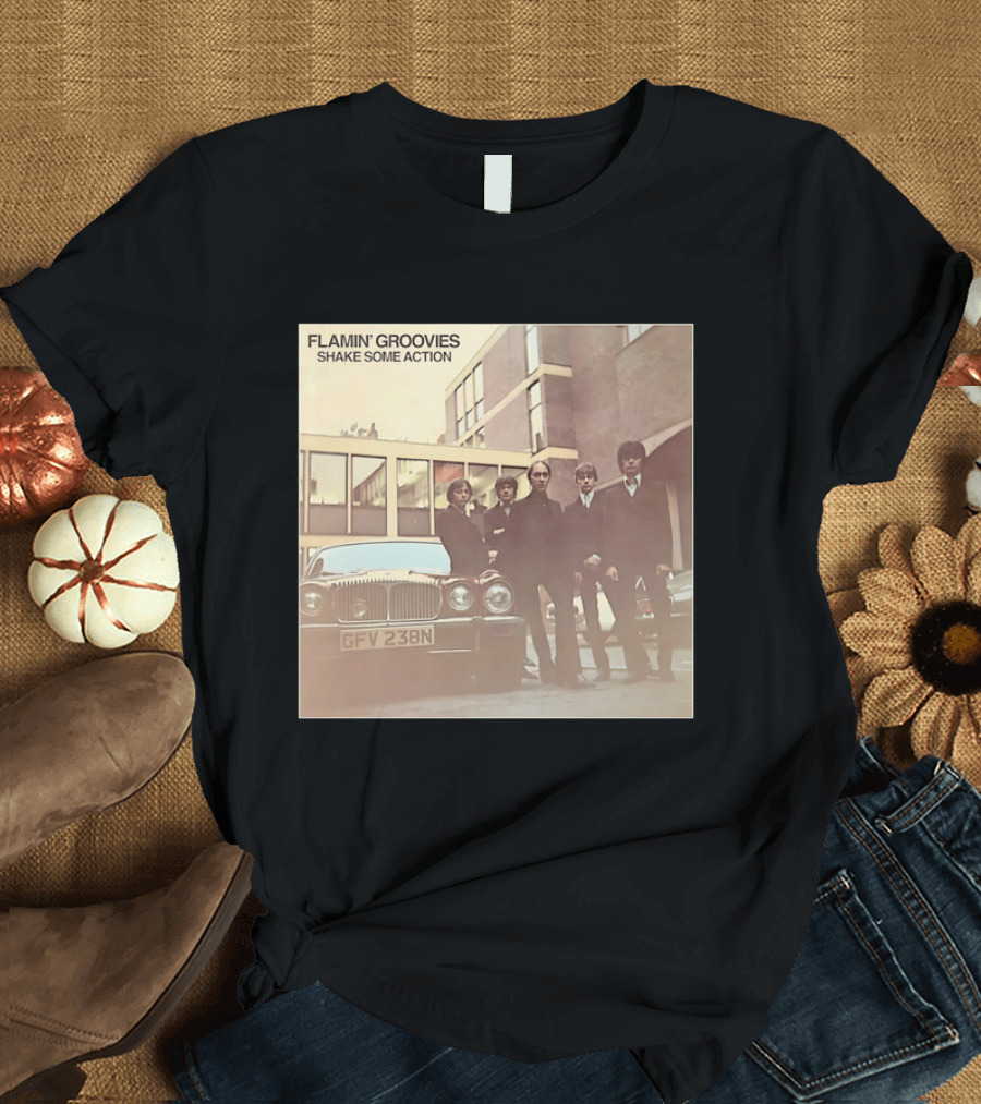 Flamin' Groovies Shake Some Action 50th Anniversary Album Cover Retro Car Scene T-Shirt