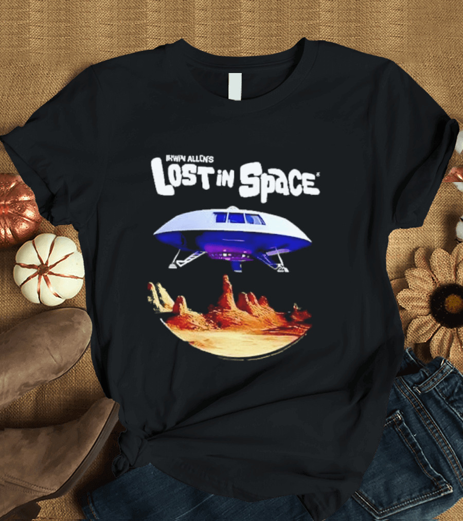 Irwin Allen's Lost In Space Sci Fi Spaceship Over Alien Terrain T-Shirt