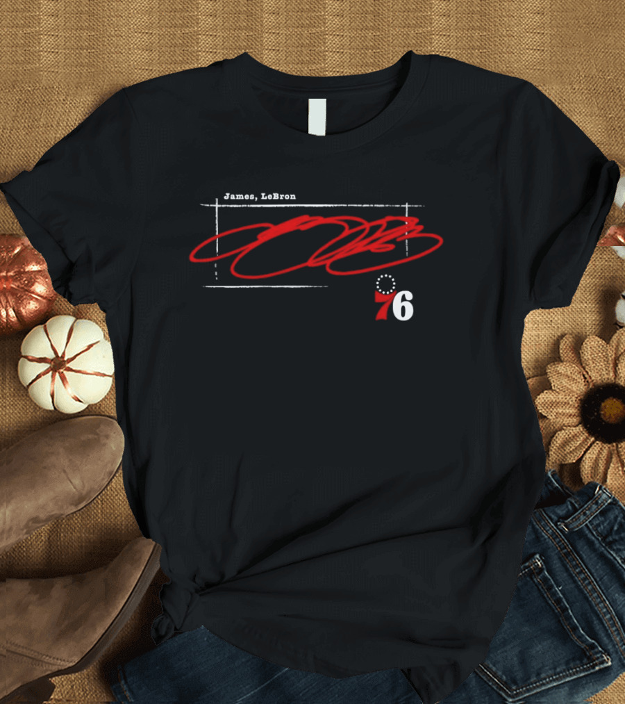 James LeBron 76ers Basketball Red Signature T-Shirt