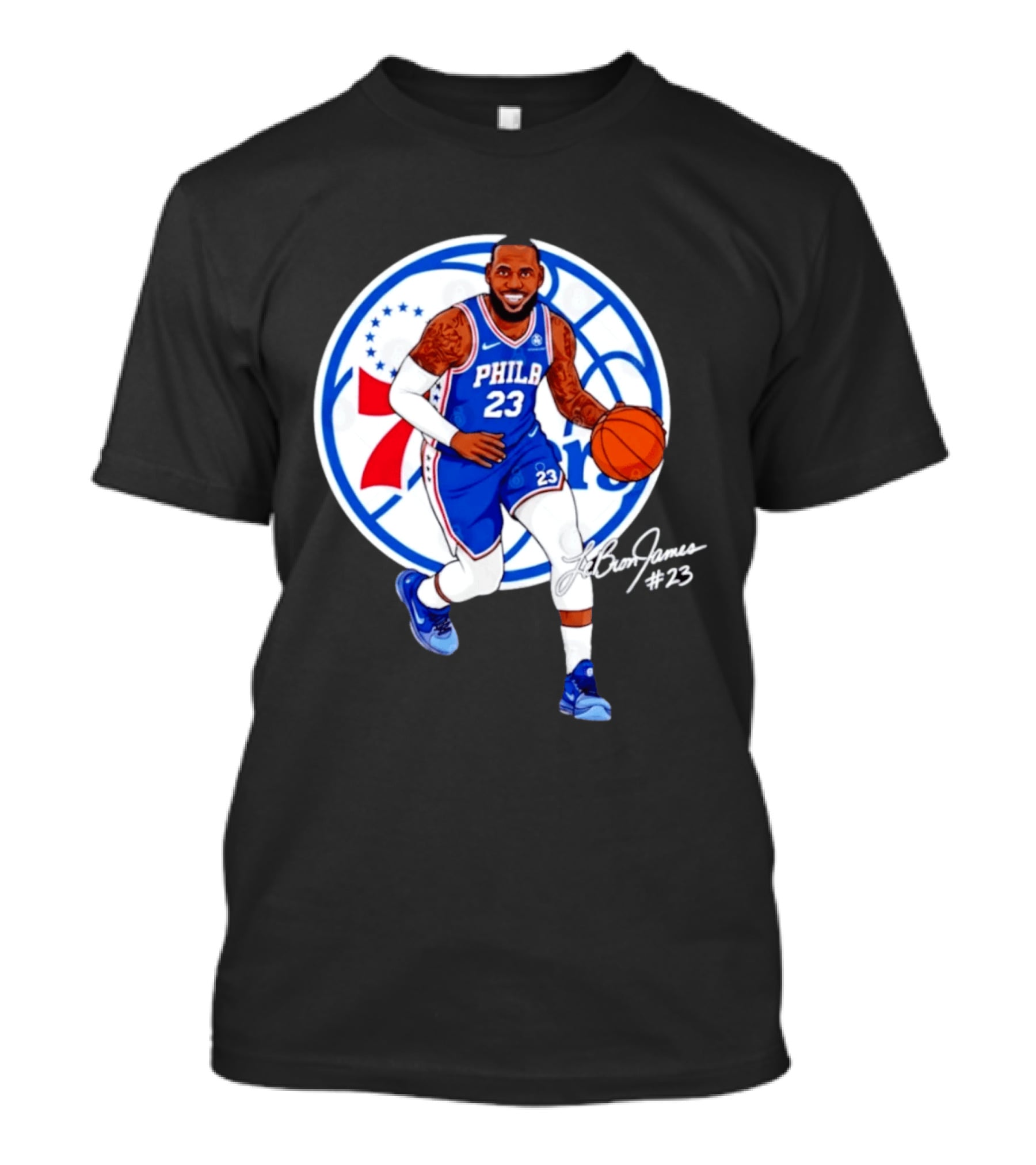 Philadelphia 76ers 23 LeBron James Blue Basketball Phila 76ers T-Shirt