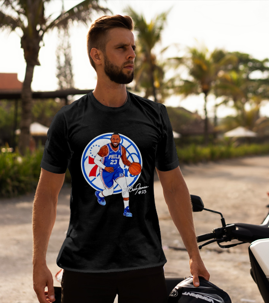 Philadelphia 76ers 23 LeBron James Blue Basketball Phila 76ers T-Shirt