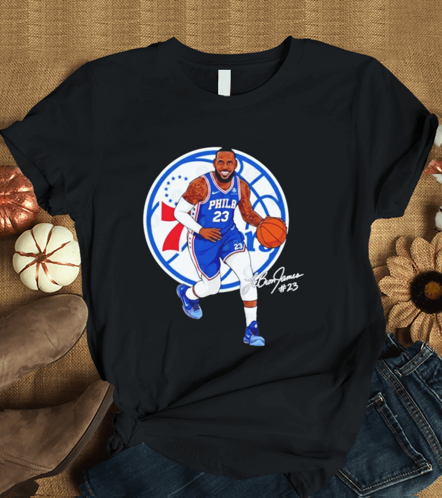 Philadelphia 76ers 23 LeBron James Blue Basketball Phila 76ers T-Shirt